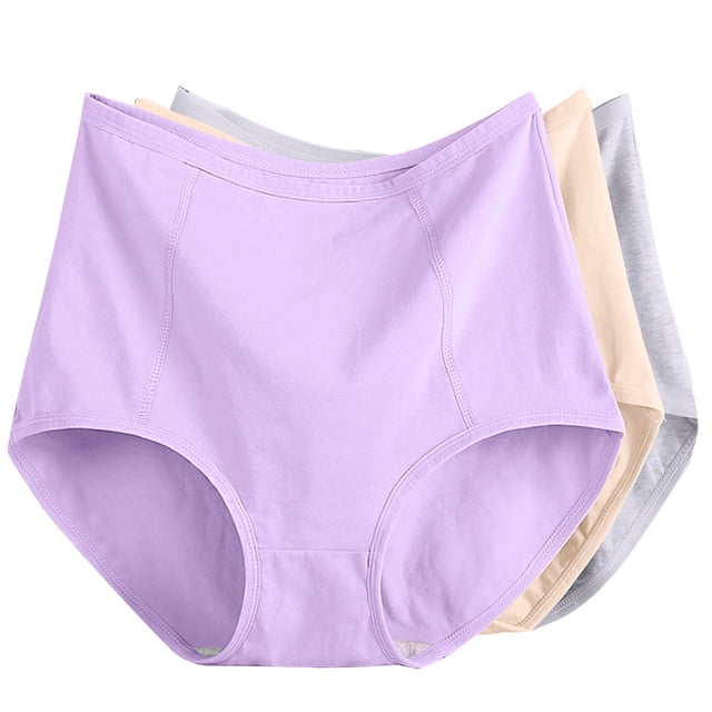 Timegard 3pc Underwear for Women Plus Size High Waist Comfort Full-Coverage Panties Leakproof Briefs