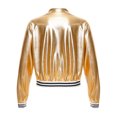 thumbnail image 2 of YIZYIF Girls Jazz Hip Hop Dance Tops Youth Juniors Metallic Long Sleeve Jacket Outwear,Sizes 6-16 Gold 10, 2 of 7