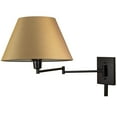 thumbnail image 3 of Kira Home Cambridge 15" Swing Arm Wall Lamp - Plug In/Wall Mount, Golden Bronze Fabric Shade, Cord Covers, 150W 3-Way, 3 of 6