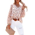 thumbnail image 2 of Sunloudy, camiseta de gasa de manga larga para mujer, estampado Floral, jerséis casuales elegantes con cuello en V, Tops de oficina, ropa de calle Sunloudy moda, 2 of 10
