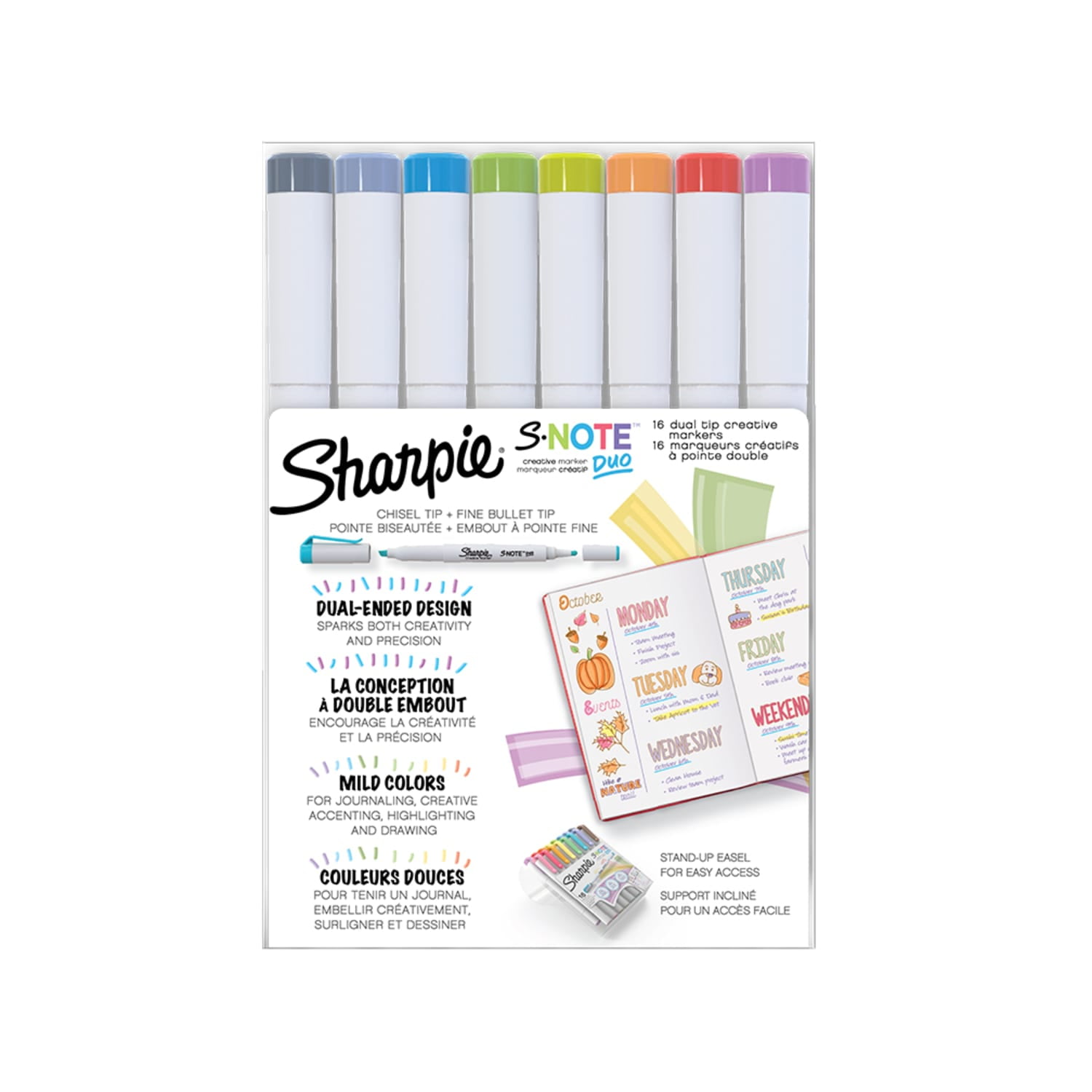 Sharpie S-Note Duo Dual-Ended Creative, Assorted Colors, Fine & Chisel Tips