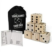 Giant 3.5" Wooden Yard Dice with Laminated Yardzee and Farkle Scoresheets and Durable Carrying Case