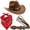 Brown 1, variant on 3-Piece Western Themed Accessory Set, Cowboy Hat Bandana and Belt for Themed Parties