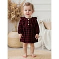 thumbnail image 5 of Miaouyo 0-3T Toddler Baby Girls Plaid Spring Autumn Dress Long Sleeve Round Neck Button Up A-line Dress, 5 of 9