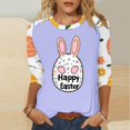 thumbnail image 2 of lcziwo Lightning Sales of Today Prime Easter Shirts for Women Spring 3/4 Sleeve Crewneck Blouses Novelty Eggs Pattern Tee Cute Rabbit Graphic Tunic 2025 Holiday Tops Purple S, 2 of 6