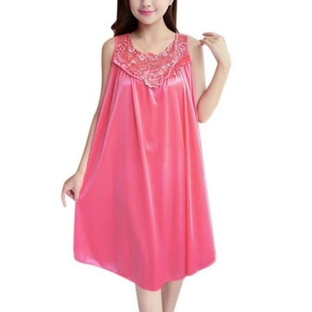 

Leezo Women Sexy Satin Lace Pajamas Nightdress Lingerie Lace Sleepwear