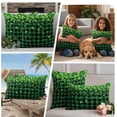 thumbnail image 5 of St. Patrick's Day Outdoor Waterproof Pillow Covers, Spring Shamrocks Farmhouse Green Checkered Decorative Square Throw Pillowcase Sofa Cushion Sham for Patio/Couch/Chair, 26"x26" 2 Pack, 5 of 8