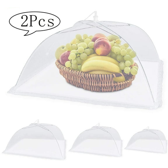 VONTER (2 Pack) Pop-Up Picnic Mesh Food Covers Tent Umbrella for Outdoors and Camping Food Net Cover Keep out Flies Mosquitoes Ideal for Parties Picnics BBQ, Reusable and Collapsible 16 x 16inches