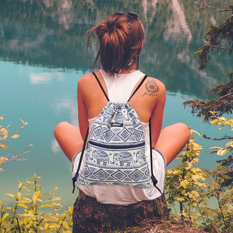 WANDF Drawstring Backpack, Water Resistant Nylon Sackpack  display picture 2