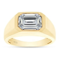 2 1/4 Carat 9x7MM Emerald Cut Lab Created Moissanite Diamond Signet Wedding Band Ring For Men In 14K Yellow Gold Over Sterling Silver(G-H Color,VVS1 Clarity,2.25 Cttw)-7