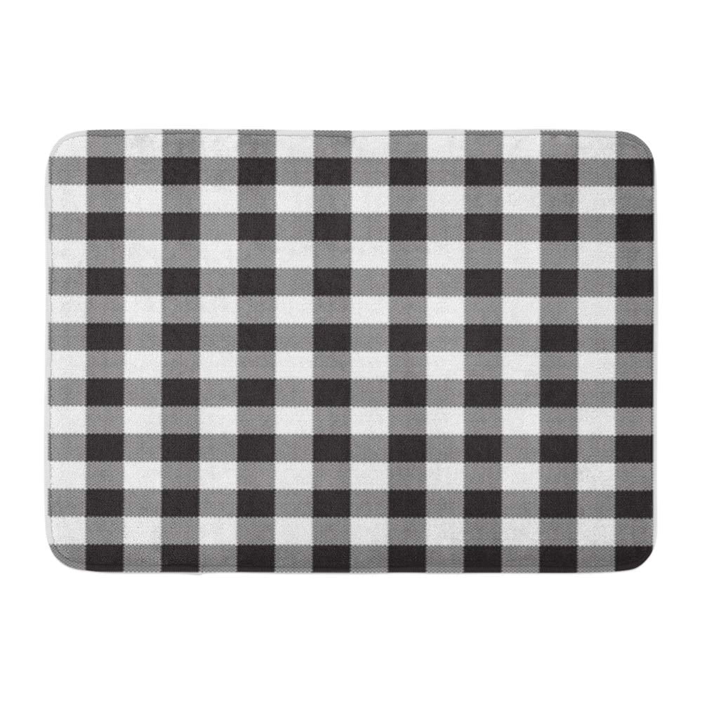 KDAGR Plaid Black White Checkerboard Check Abstract Celtic Doormat