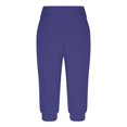 thumbnail image 4 of Fengqque Women's Solid Color Fashion Casual Elastic Waist Slim Fit Capri Pants Sweatpants with Pockets Navy 10(XL), 4 of 6
