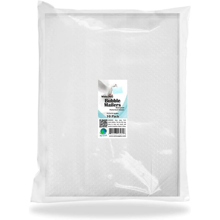 Pack of 10 White Poly Bubble Mailers Pouches 12.5 x 18 Cushion