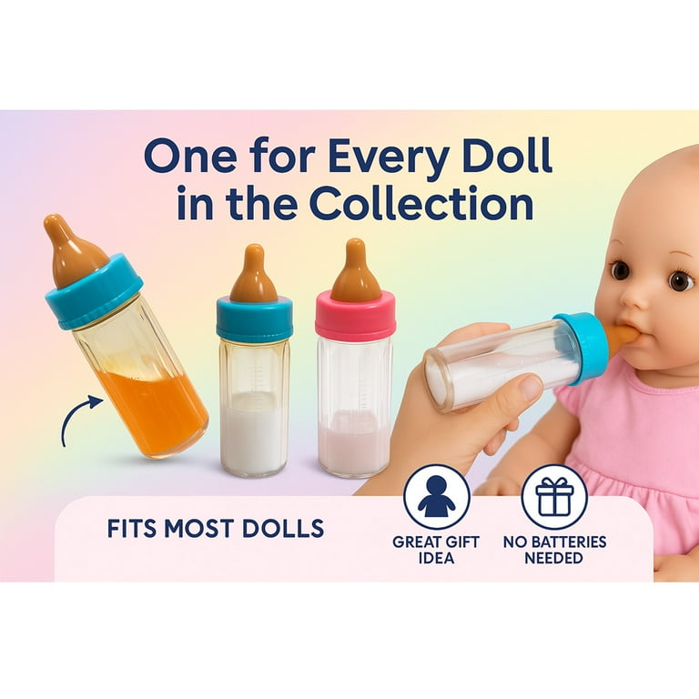 AllTopBargains Pc Baby Doll Bottles, Disappearing Milk Pretend