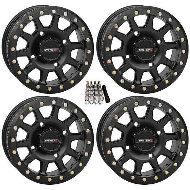 System 3 SB3 Beadlock Black UTV Wheels 15x7/15x10 CanAm Maverick X3