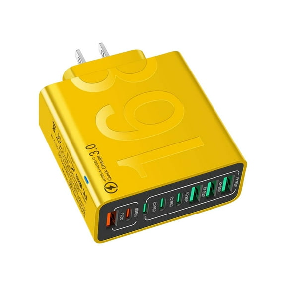 8-Port USB Charger Station with 4 USB-C & 4 USB-A Ports, Smart Fast Charging Hub for Multiple Devices, Compatible with iPhone Android Tablet Smartwatch, Office Home Travel Accessories