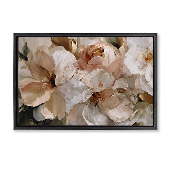 Stupell Industries Contemporary Pink Brushstroke Petals Black Floating Frame Canvas Art, 25 x 17, by Jacky Ngan