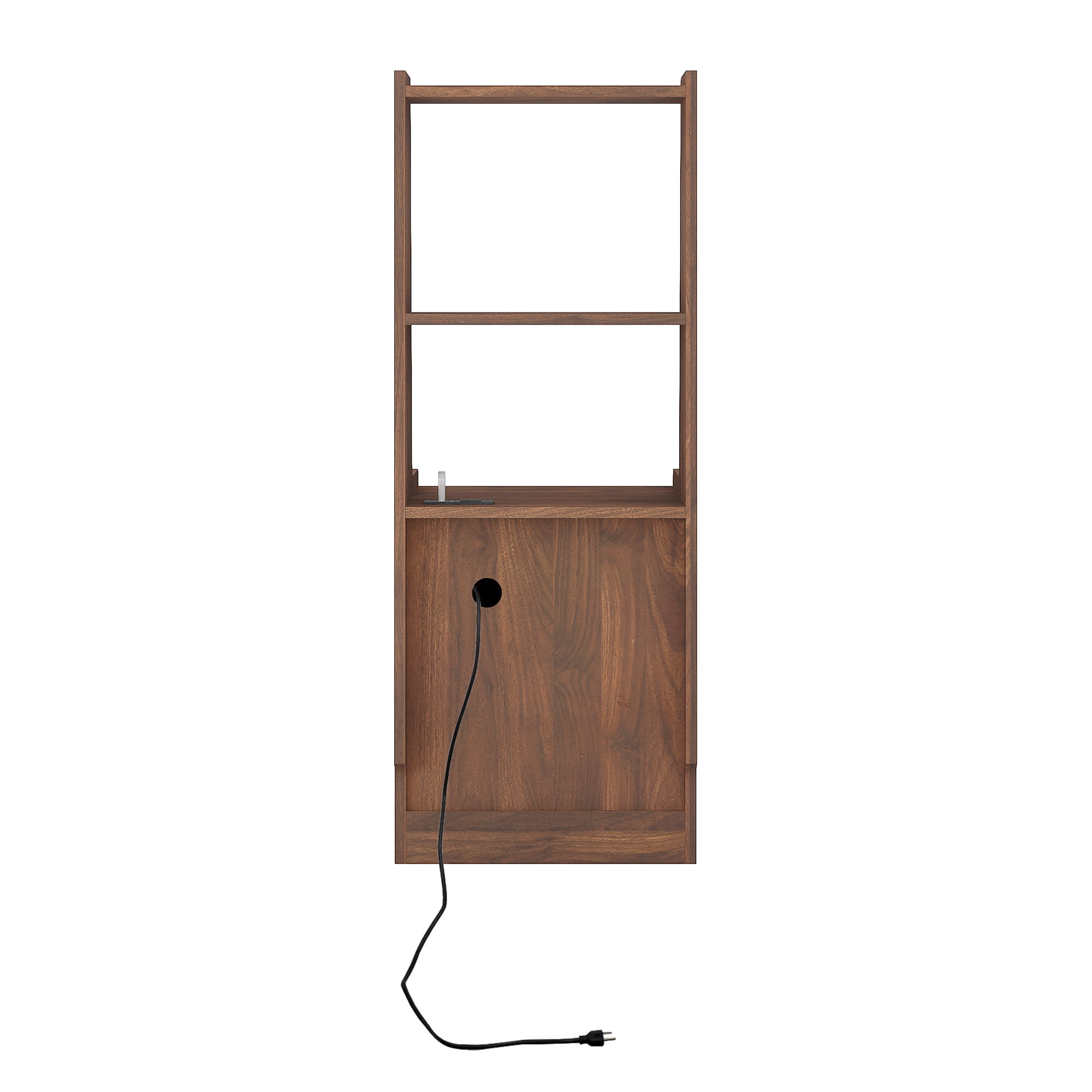 Aukfa Modern Nightstand with Charging Station & Night Light,Bedside Tables for Bedroom,Brown