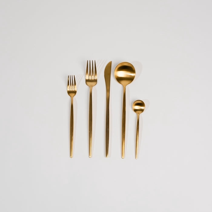 Ozarke Royal Cutlery Set, Stainless Steel Matte Gold (Set of 20)