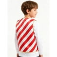 thumbnail image 3 of iiniim Christmas Boys Striped Vest Xmas Party Single Breasted Dressy Waistcoat Red White 8, 3 of 7