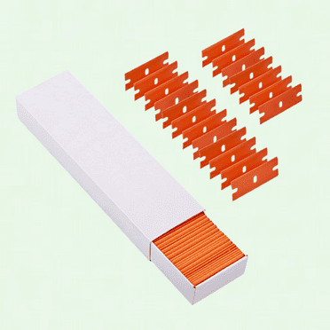 100 PCS Plastic Razor Blades - Dual-Edged Blades for Glass Scraper and Decal Removal - Orange