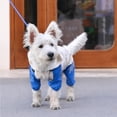 thumbnail image 4 of Small Dog Raincoat, Waterproof Dog Rain Jacket with Hood, Lightweight Dog Rain Coat with Leash Hole, Reflective Strap for Puppy Small Dogs Blue 2XL, 4 of 5