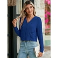 thumbnail image 4 of Chiclily Women's Solid Cardigan Top Button Front Long Sleeve V Neck Knit Cardigan, US Size Large in Klein Blue, 4 of 6