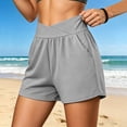 thumbnail image 6 of DISKEBUISS Women's Summer Athletic Shorts Crossover High Waisted Gym Loose Short Pants with Pockets, 6 of 7