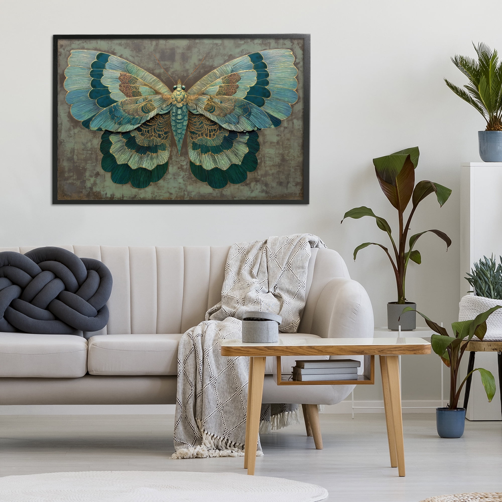 Stupell Industries Golden Jewel Butterfly Black Framed Giclee Art, design by Petal Prints Design