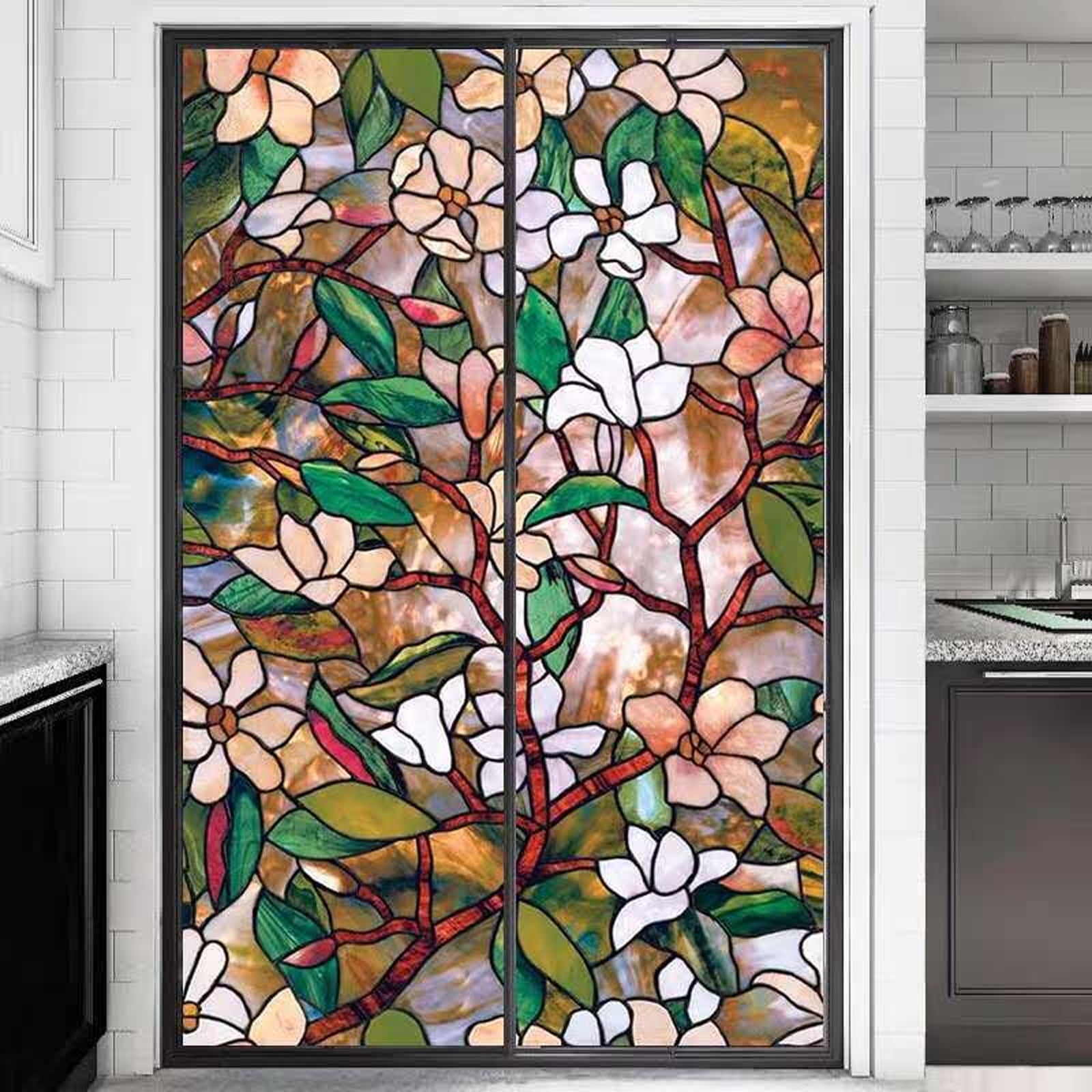 Static Cling Frosted Stained Flower Glass Window Film Stickers Privacy Deco Gift 