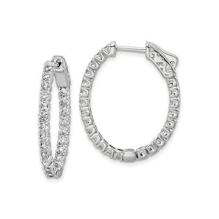 FJC Finejewelers 925 Sterling Silver CZ In and Out Oval Hoop Earrings 29 mm x 23 mm