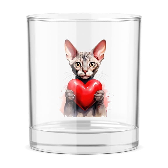 Happy Valentine's Day Sphynx Brings Love Heart 11oz Whiskey Glass Mug Cat Lover Kitten Owner Gifts Idea Whiskey Cocktail Glasses Cup - 02028