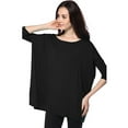 thumbnail image 3 of David Collection Womens 3/4 Sleeve Casual Oversized of Shoulder Boat Neck T-shirt, 3 of 3