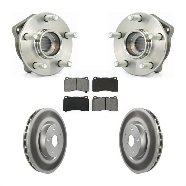 Transit Auto Front Hub Bearing Assembly Coated Disc Brake Rotors and Semi-Metallic Pads Kit for Car 2014 Subaru WRX Limited Base KBB-104043