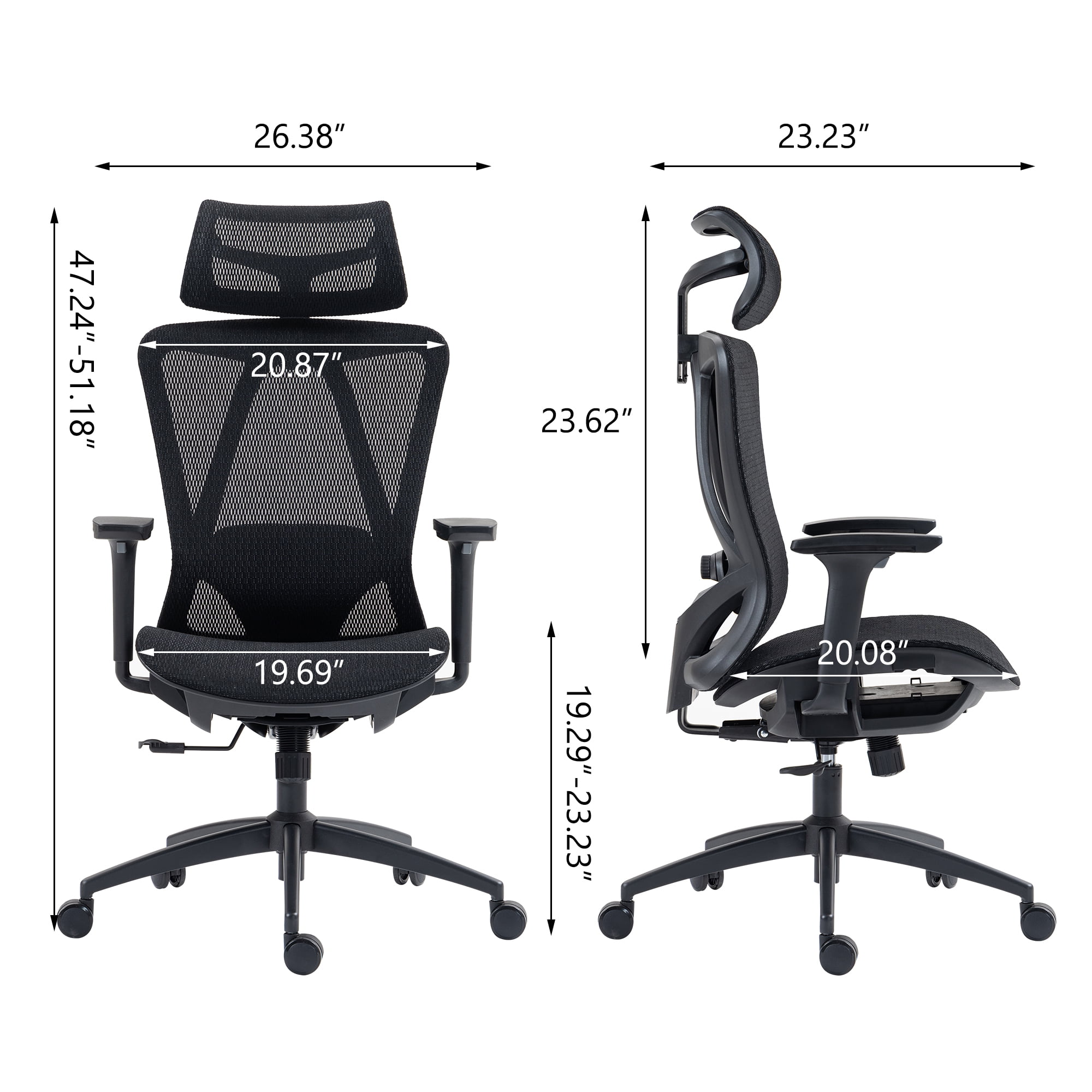 KOSSMAI Home Office High Back Ergonomic Swivel Mesh Computer Desk Chair with Flip-up Arms Black