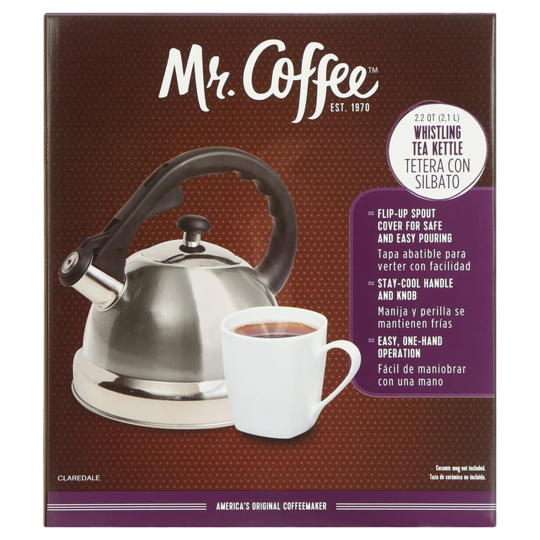 Mr. Coffee Belgrove 2.5 Quart Stainless Steel Tea Kettle, Silver