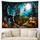 thumbnail image 2 of Tapiz de cementerio de calabaza de Halloween, decoración de pared de calabaza de terror, tapiz de bruja en escoba, carrera hacia la luna, arte de pared de castillo de cielo nocturno para dormitorio, hogar, decoración de Halloween 200x150 brillar  Electrónica, 2 of 5