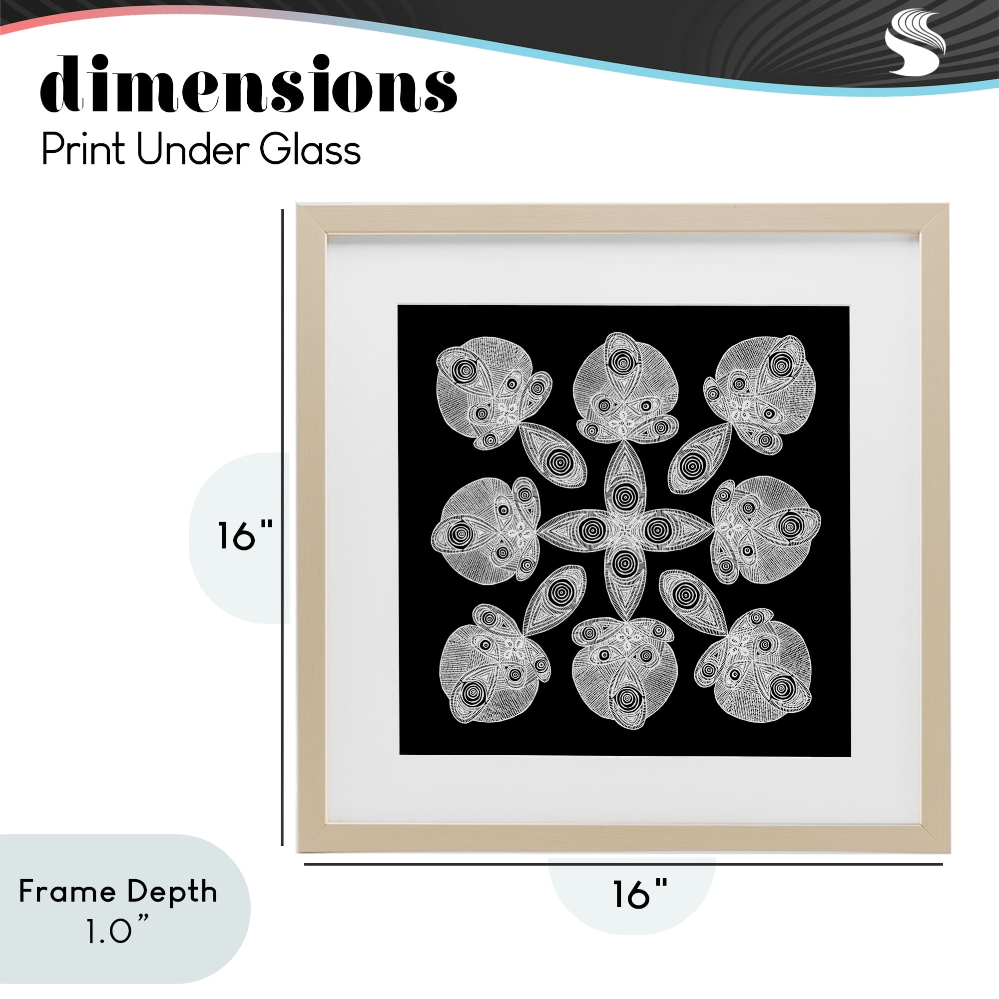 Stupell Industries Fractal Symmetry in Monochrome Birch Framed Print Under Glass, design by El Perkin