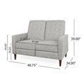 thumbnail image 5 of GDF Studio Manville Contemporary Faux Leather Tufted Loveseat Pushback Recliner, Light Gray Tweed Fabric and Dark Espresso, 5 of 13