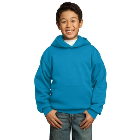 Port & Company Youth Core Fleece Pullover Hooded Sweatshirt-L (Neon Blue)