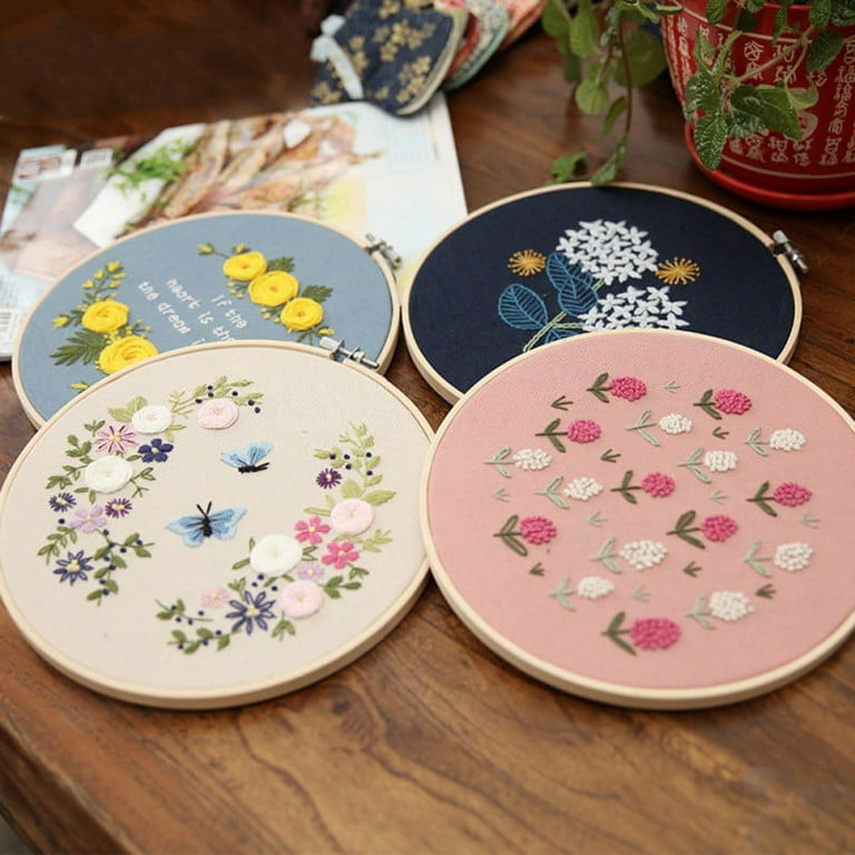 Europe DIY Ribbon Flowers Embroidery Set with Frame for Beginner