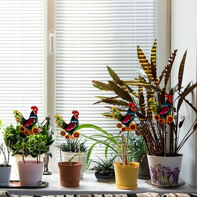 Ganfancp Gallo Jardín Plug-In Inicio Metal Hueco Bosque Artesanía Tronco Combinación de Metal Decoración para El Hogar Talla de Metal Ornamento Artículos En Liquidación 1X Gallo de Hierro