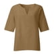 thumbnail image 4 of ICHUANYI Clearance Women's Fashion Summer V Neck Leisure Three-quarter Sleeve Solid Tops(Brown, M) ICHUANYI WER2023080708004, 4 of 5