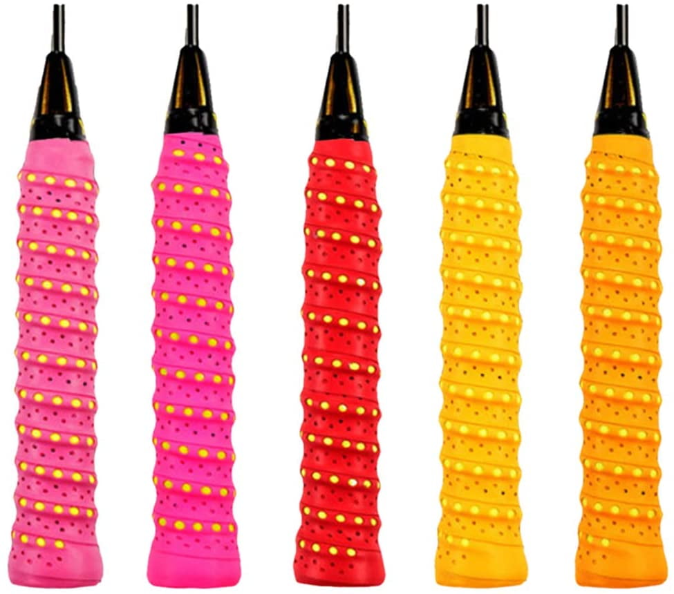 5 Pieces Racket Grip Tape Anti-Slip Perforated Absorb Sweat Racket Tape Handle Grip Tennis Badminton Squash Band New Anti-Skid Headbands Hair Sweat Band