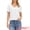 White, variant on DARING DIVA Women's Cute V Neck Tops Eyelet Texture Short Sleeve Button Blouse XS White