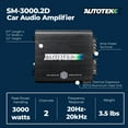 thumbnail image 4 of Autotek 3000 Watt 2 Channel Car Audio Amplifier with Bass Knob, Street Machine SM-3000.2D, 4 of 10