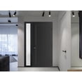 thumbnail image 3 of Front Exterior Prehung Metal-Plastic Door Frosted Glass | Manux 8111 Matte Black | Side Sidelite Transom | Office Commercial and Residential Doors Entrance Patio Garage 48 x 80 (W36+12x80) Left-hand, 3 of 6