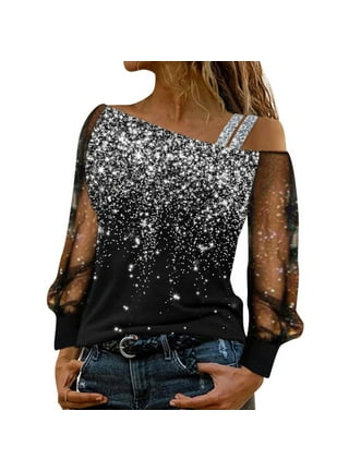 Sequin One Sided Cold Shoulder Top