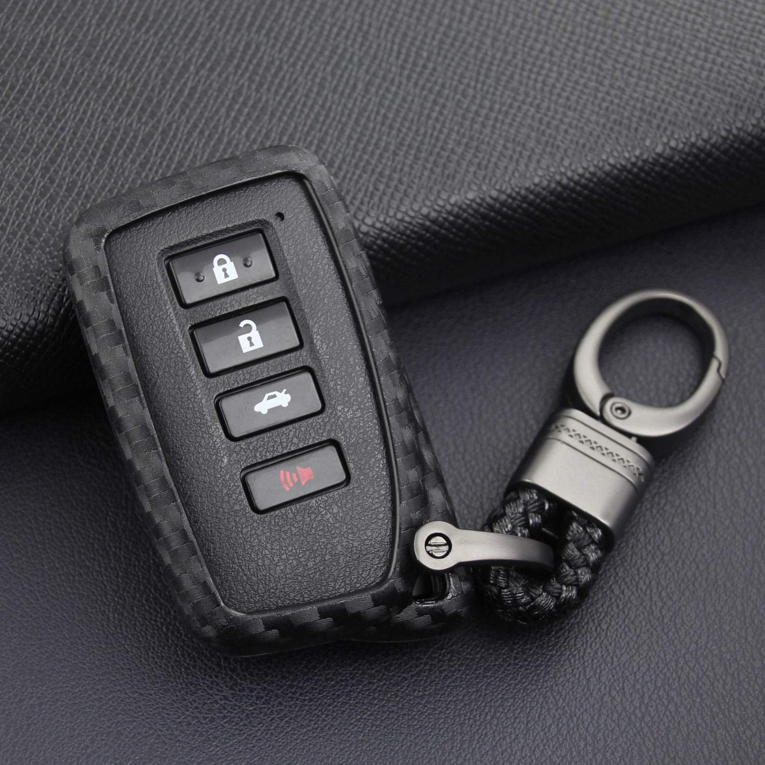 iJDMTOY Carbon Fiber Pattern Soft Silicone Key Fob Cover Case Compatible With Lexus IS ES GS RC NX RX LX 200 250 350 2nd Gen Smart Key
