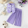 thumbnail image 4 of Girls Purple Two Piece Set Sleeveless Vest & Pleated Wide Leg Pants Outfit for Kids to Kids Soft Stretchy Playdate Birthday Clothes,Size 8-9T, 4 of 9